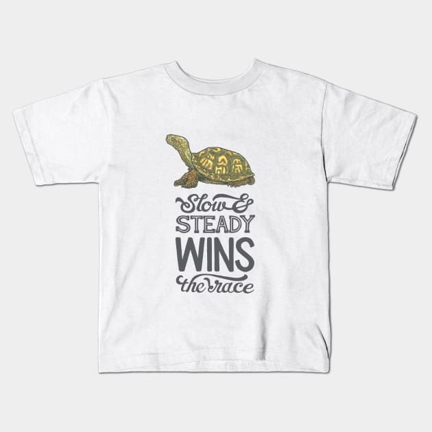 Slow & Steady Wins the Race Kids T-Shirt by calebfaires